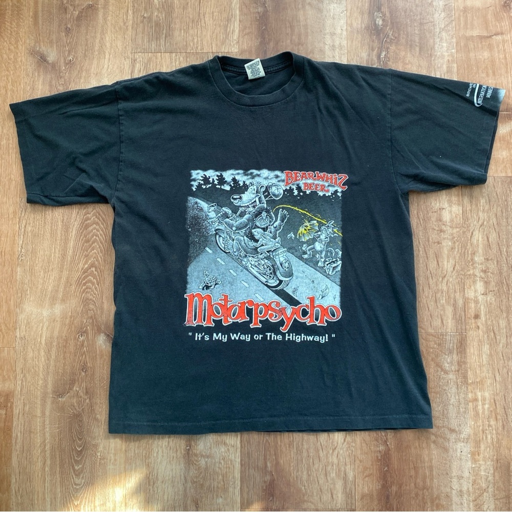 Bear Whiz Beer Motorpsyhco Single Stitch T-Shirt Men 2XL USA Eagle Tag VTG 90s